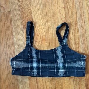 Alo Black and White Plaid Sports Bra